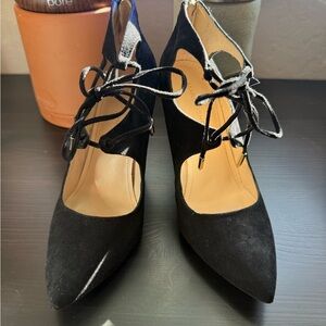 Marc Fisher Black Lace-Up Heels